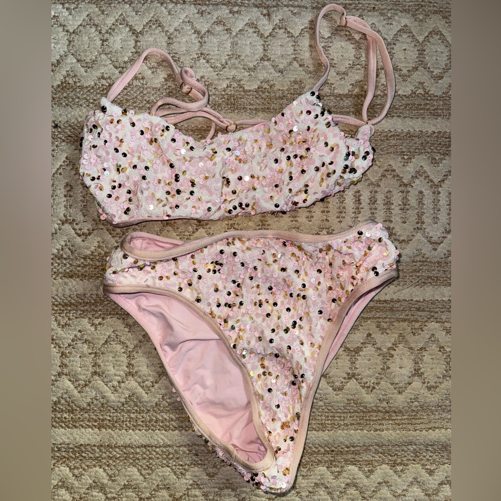 Pink Sequin Bikini Set - Picture 9 of 10